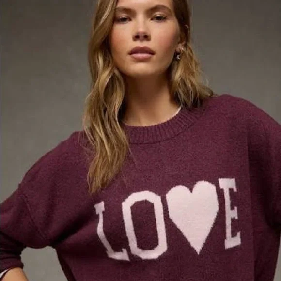 American Eagle Women's  'LOVE' Knit Sweater - Picture 2 of 4